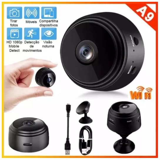 Câmera A9: Mini Câmera Espiã A9 HD WiFi Visão Noturna 1080P Vigilância e Segurança