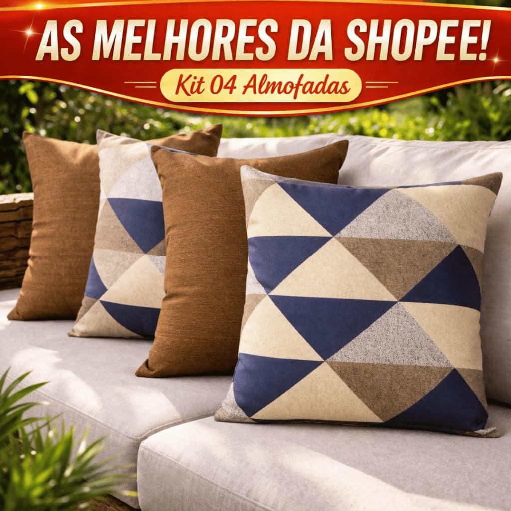 Kit 4 Capas de Almofada Decorativa Quadrada Geométrica Luxo com Zíper Premium Sala Sofá Promoção