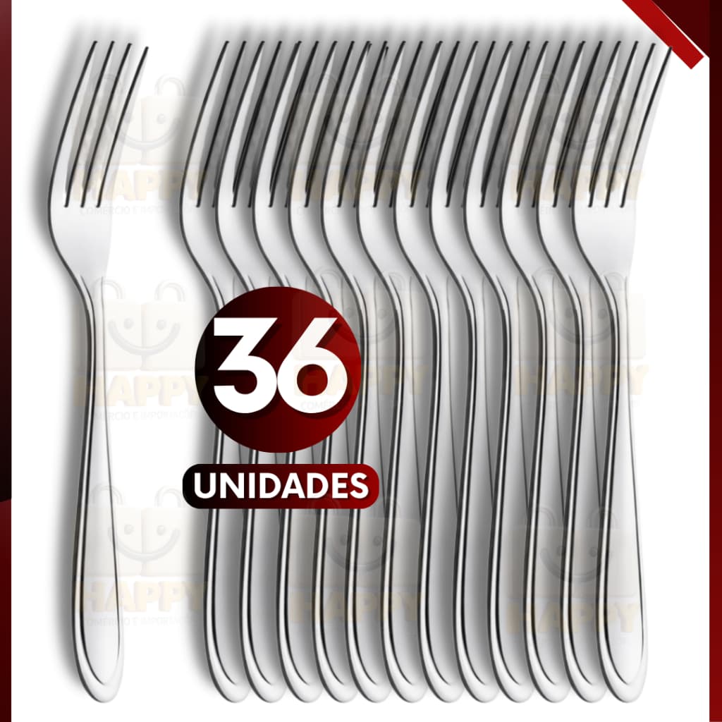Kit 36 Garfo de Sobremesa em Inox 13,5cm Design Simples Ideal para Restaurantes e Casa