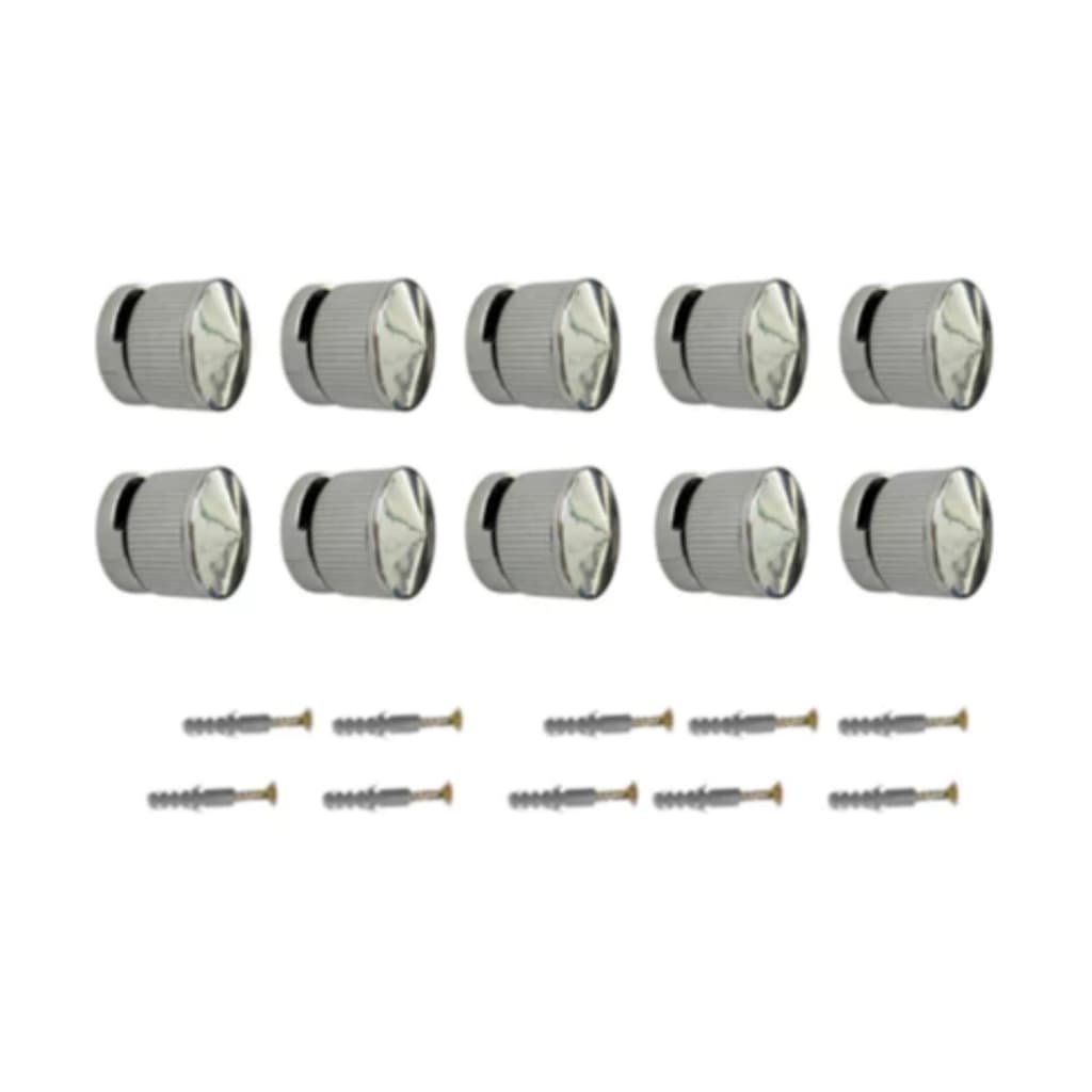 kit com 10 Botões Francês Suporte Para Espelho de Plástico Abs Cromado metalizado + buchas e parafusos