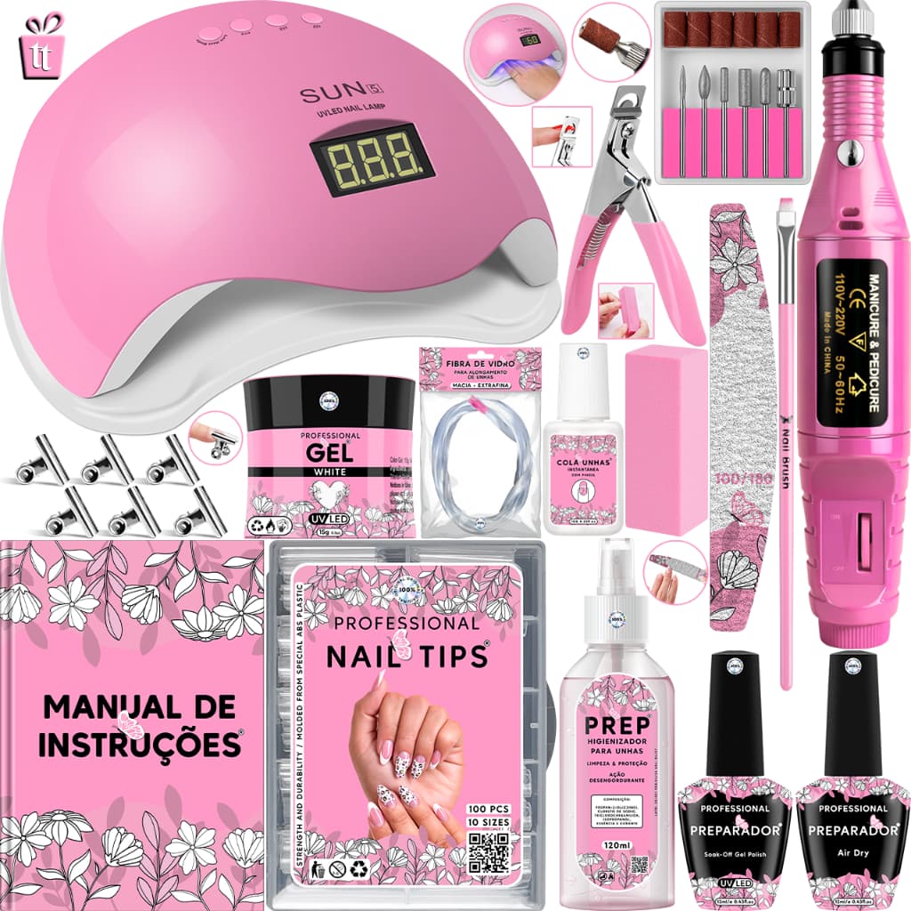 Kit Unha De Gel Completo Acrigel Porcelana Fibra de Vidro Manicure Pedicure Kit Alongamento De unhas