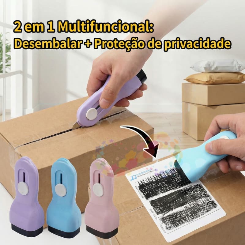 Rolo de selo de confidencialidade privacidade pessoal grafite entrega expressa abridor faca