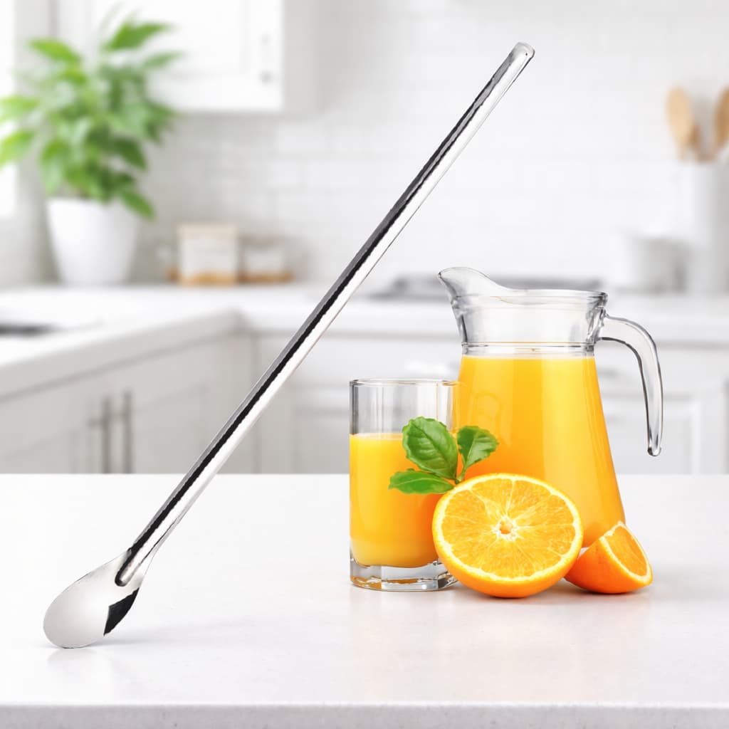 Colher Bailarina 30cm Aço Inox para Drinks Coquetel Sucos Copos Altos – Kit 1, 2 ou 3 Unidades