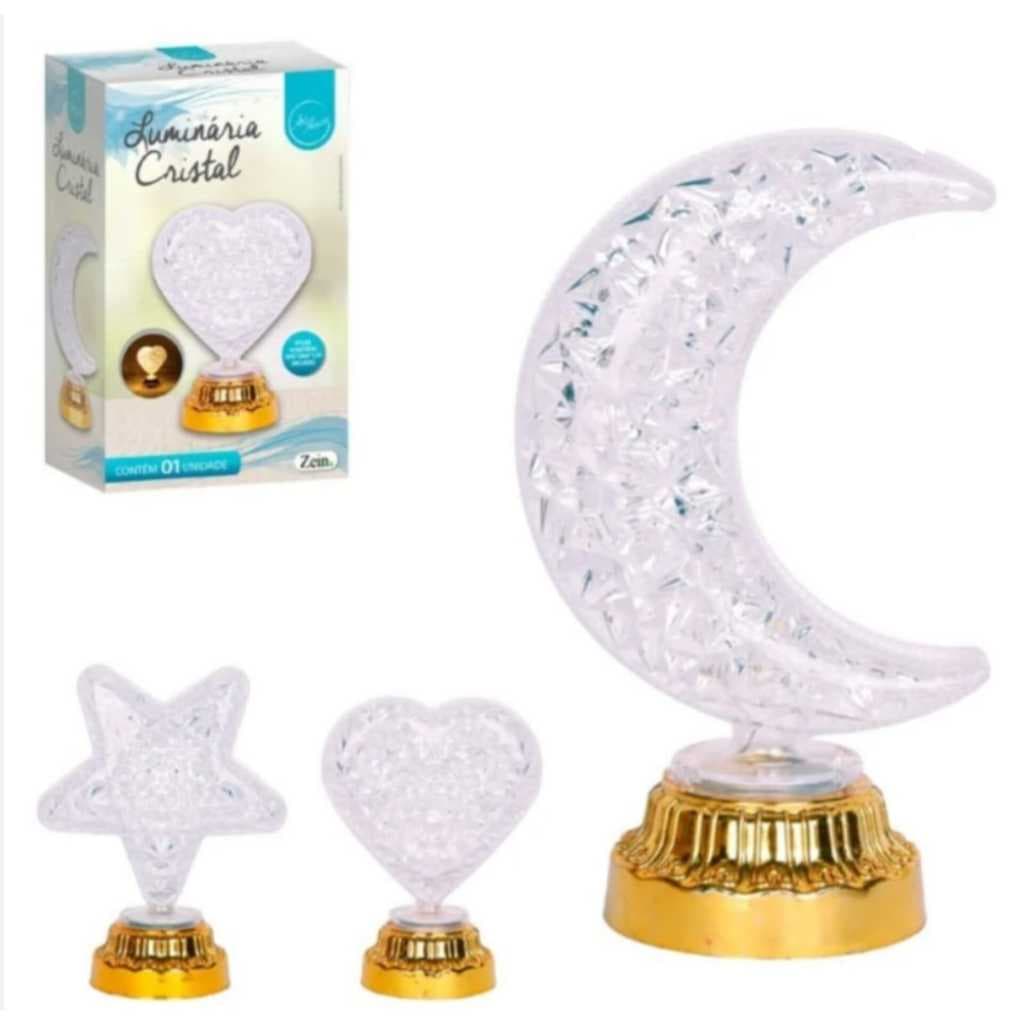 Luminária Abajur Led De Mesa Cabeceira Lua Estrela Coração Luxo Elegante Decorativo