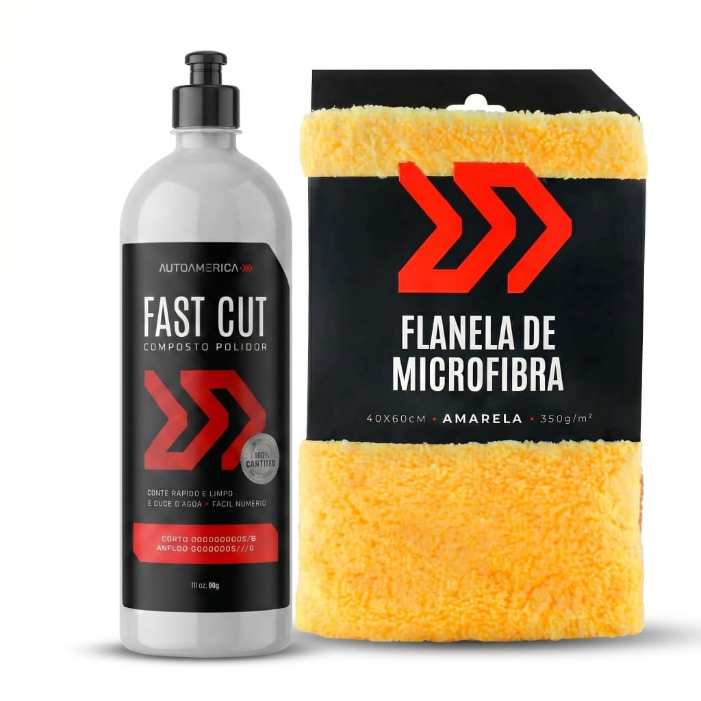 Kit premium polidor autoamerica corte refino + Flanela microfibra polimento automotivo carro moto