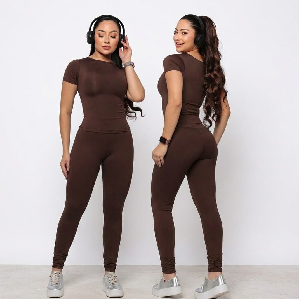 Conjunto De Academia Feminina Legging e Camiseta De Compressão Conjunto Feminino Calça Suplex