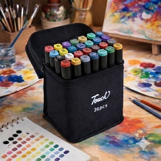 Kit Com 36 Canetinhas Coloridas Touch Ponta Dupla Marcador Vibrantes Pinturas Profissional Aquarela
