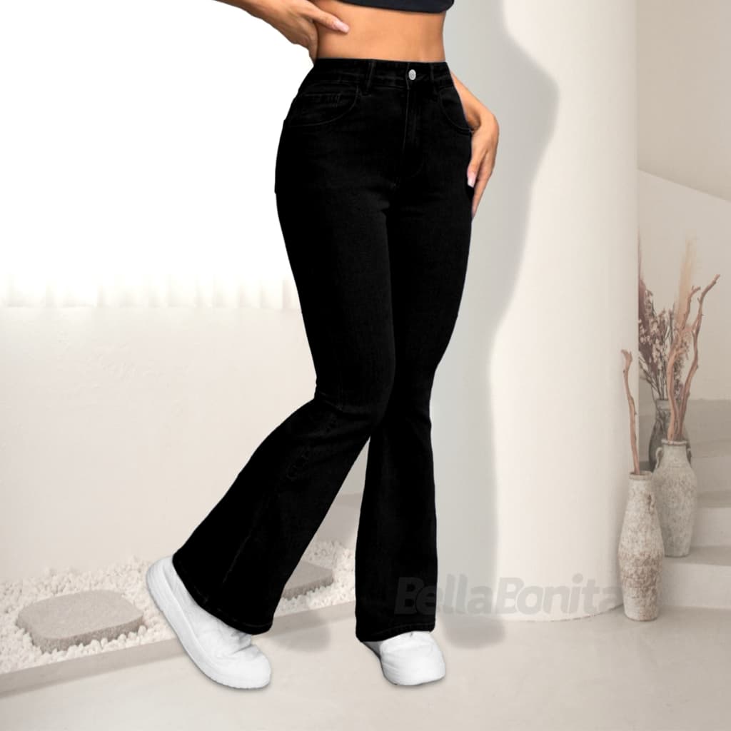 Calça Jeans Feminina Flare Contry Cós e Cintura Alta Levanta Bumbum Com Lycra Elastano Premium