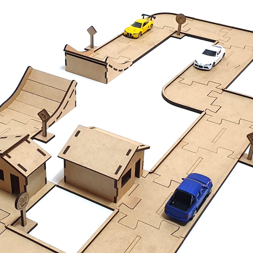 Pistas para carrinho com peças interconectáveis (Lego) (Quebra cabeça) (Hot Wheels) (TriniToy)
