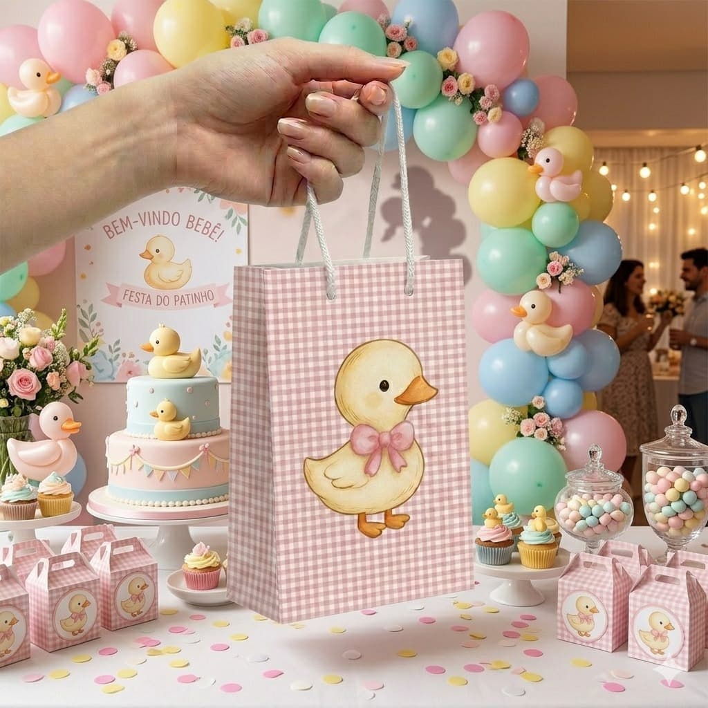 Sacolinha patinhos para doces - festa personalizada - envio rápido