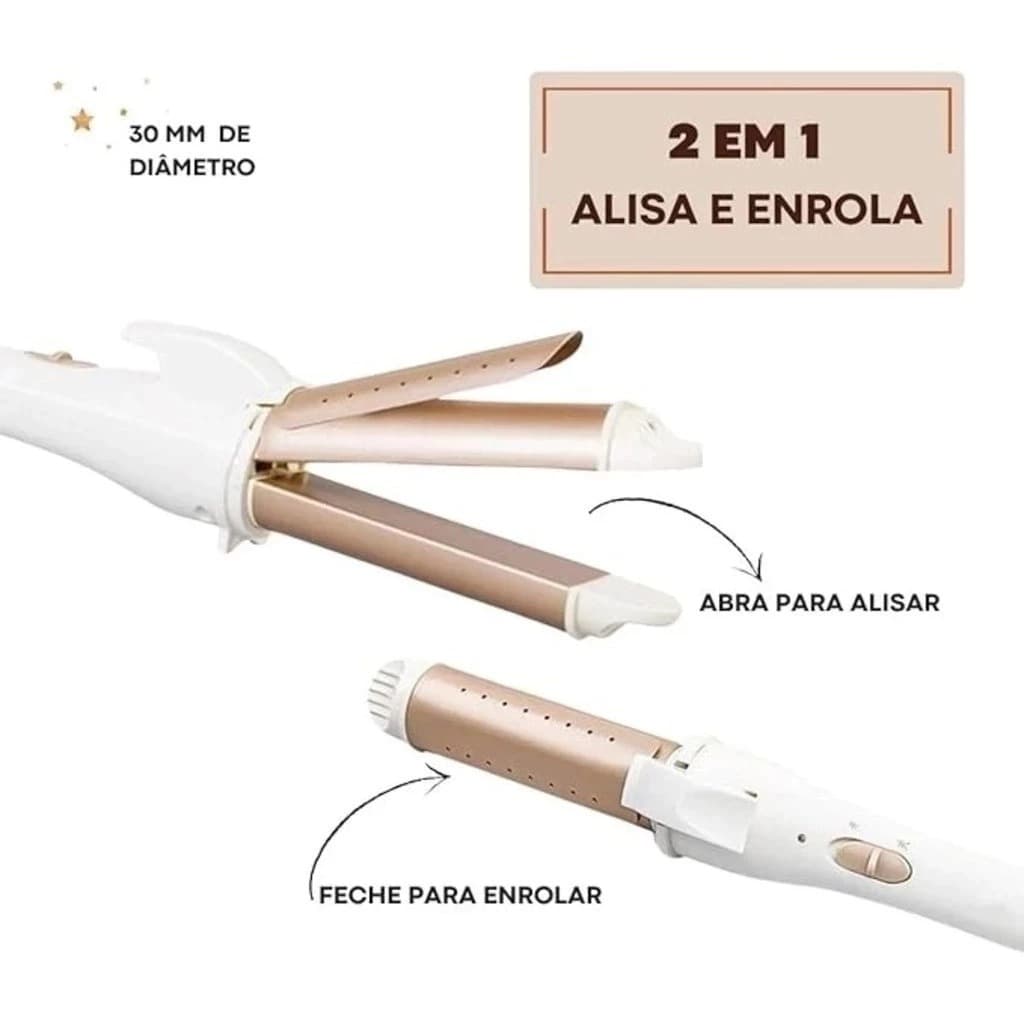 Chapinha 2 em 1 Profissional Alisa e Enrola 30mm Bivolt