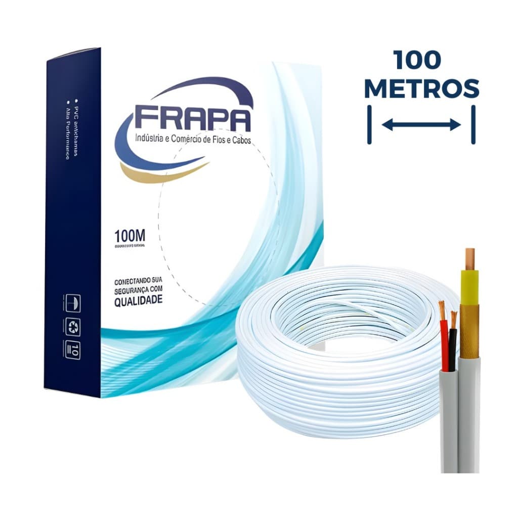Cabo Coaxial Frapa 4mm para CFTV e Câmera de Segurança rolo de 100 Metros Bipolar 80% de Malha