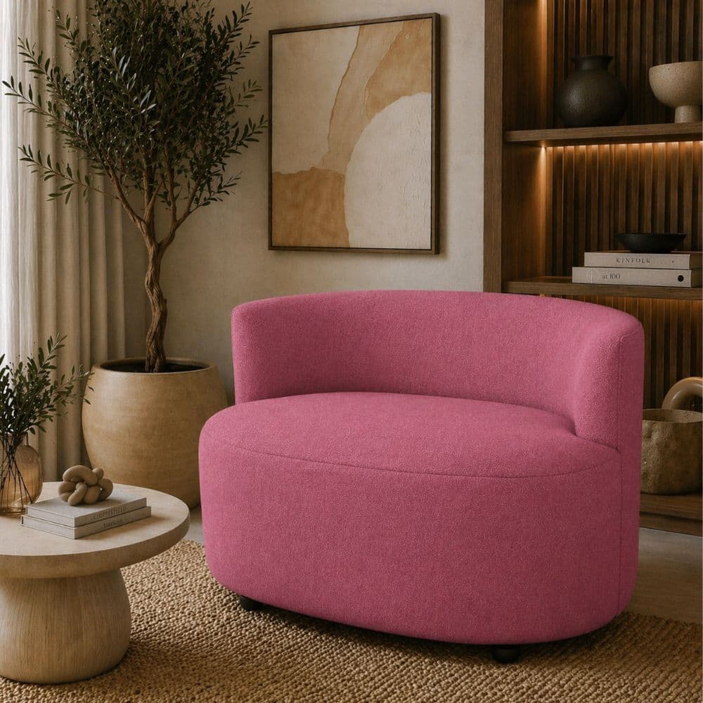 Sofá Star Orgânico Luxory Curvo Para Sala de Espera Escritório Estúdio Salão Quarto Suede Rose Rosa