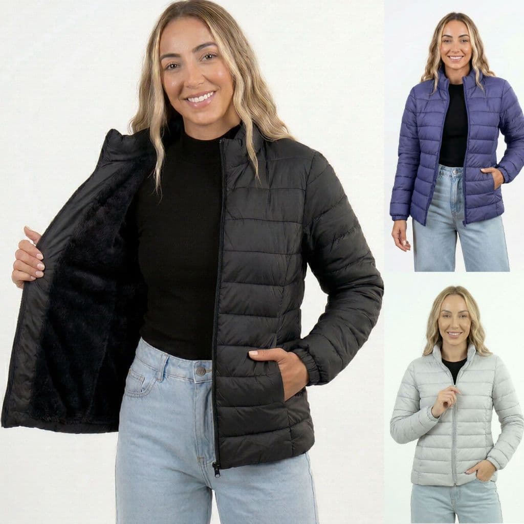 Jaqueta Puffer Peluciada em Poliamida Feminina  Inverno 2026 Casaco Bobojaco