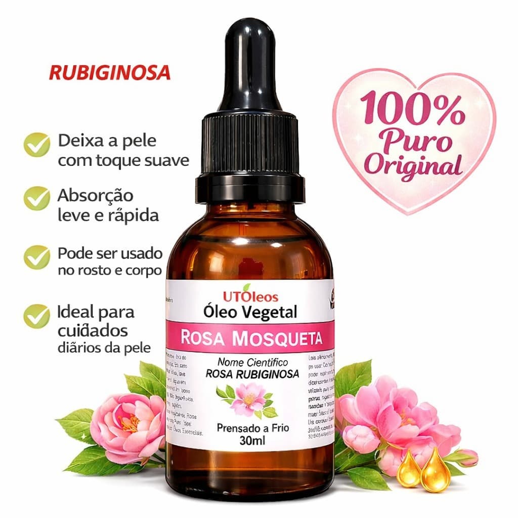 Óleo Vegetal De Rosa Mosqueta 100% Natural Prensado a Frio 30ml