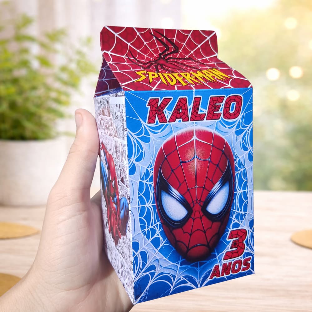 Kit Caixinha Milk Homem Aranha Personalizada com Nome | Lembrancinha Festa Infantil-PEGUE E MONTE