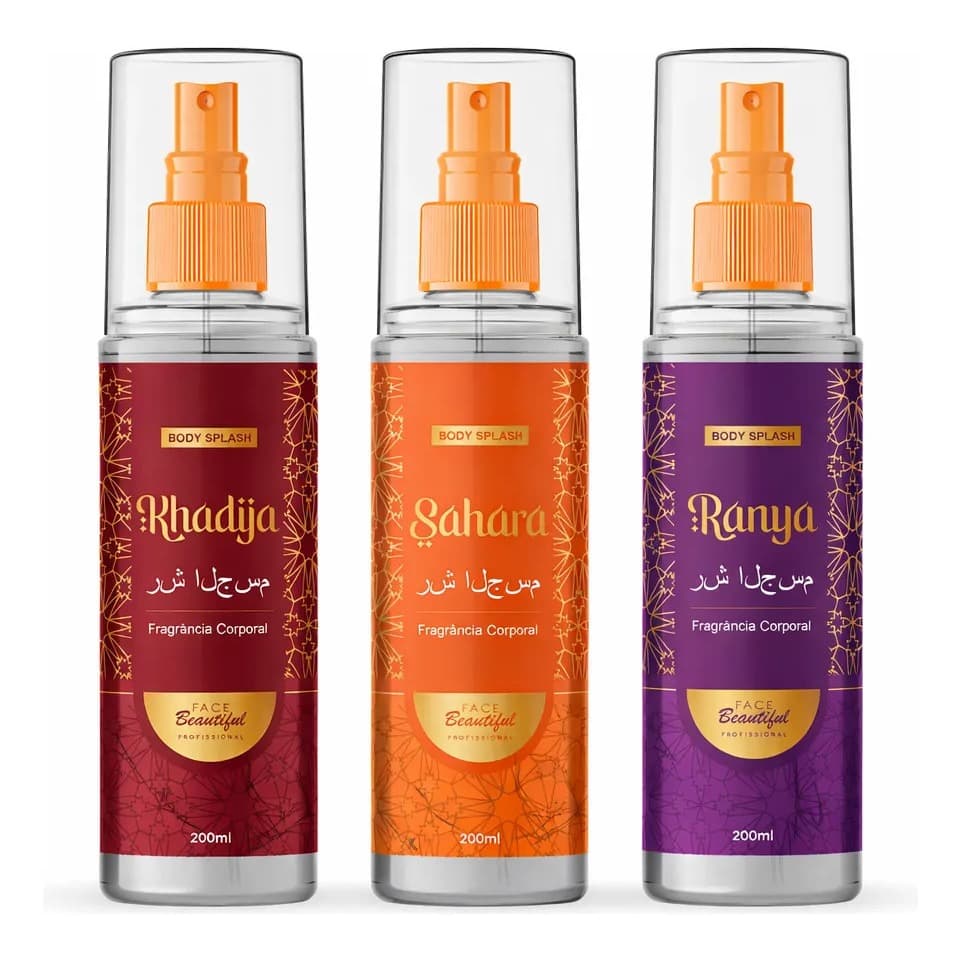 Kit 3 Body Splash Feminino Árabe Desodorante Corporal 200 ml Facebeautiful