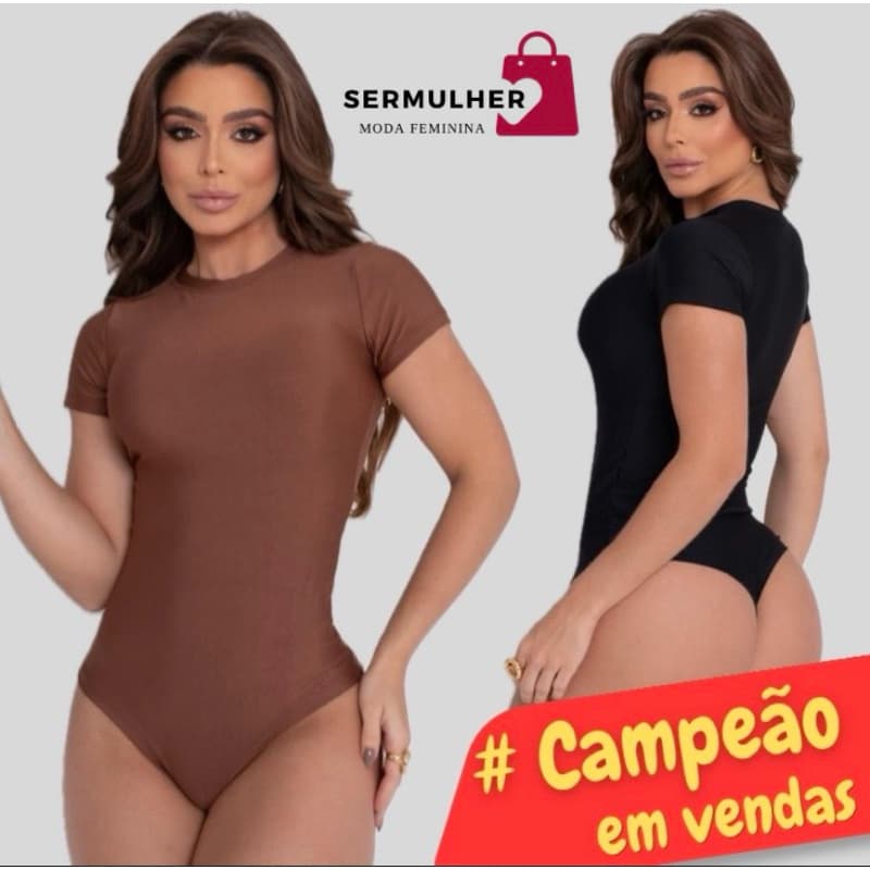 Kit 2 Body Feminino Manga Curta Básico