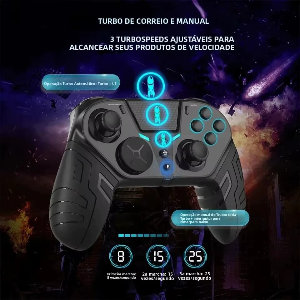 Controle Elite P4 Wireless Bluetooth + Turbo Ajustável - Compatível com PS3, PS4, PC, iOS e Android