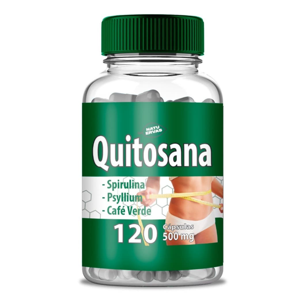 Quitosana 120 capsulas de 500 mg com 1,2 e 3 Potes NatuErvas
