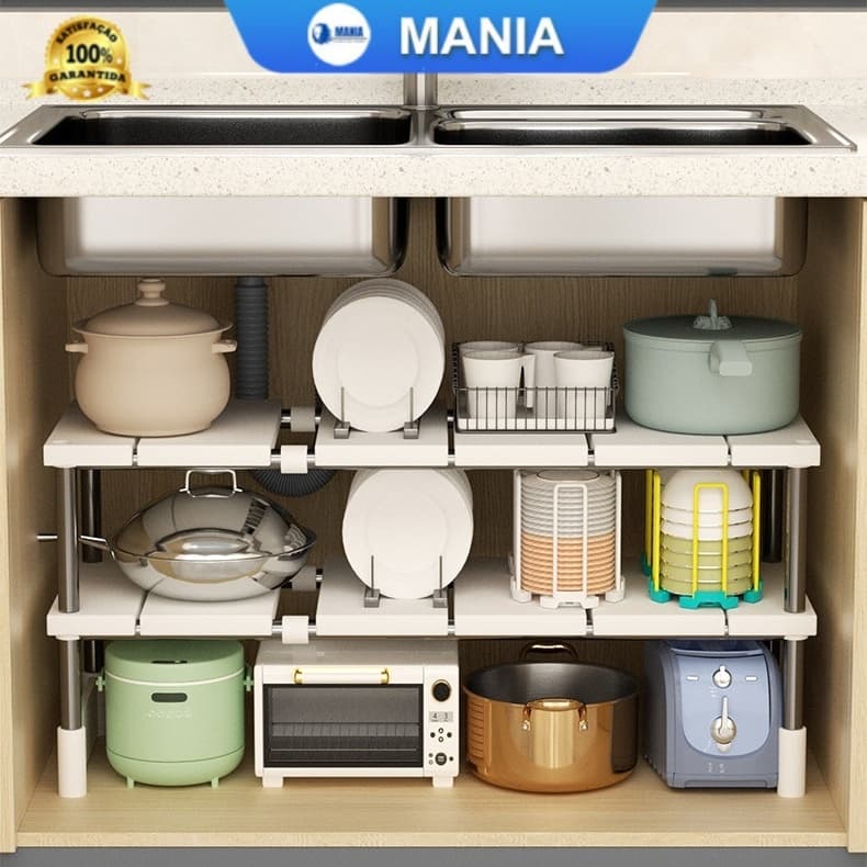 Organizador de cozinha retrátil pia - suporte de armário compacto e resistente