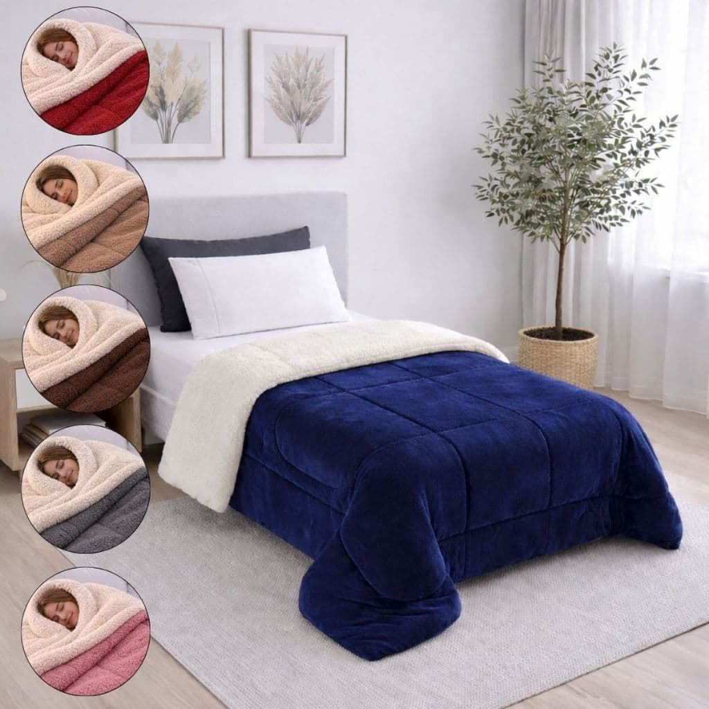 Coberdrom Solteiro Dupla Face Sherpa Microfibra Antialérgico Macio Quente Premium Luxo Inverno Soft