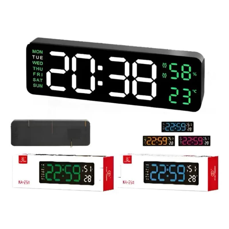 Relógio De Parede Mesa Led Digital Grande 22x8 Cm Led