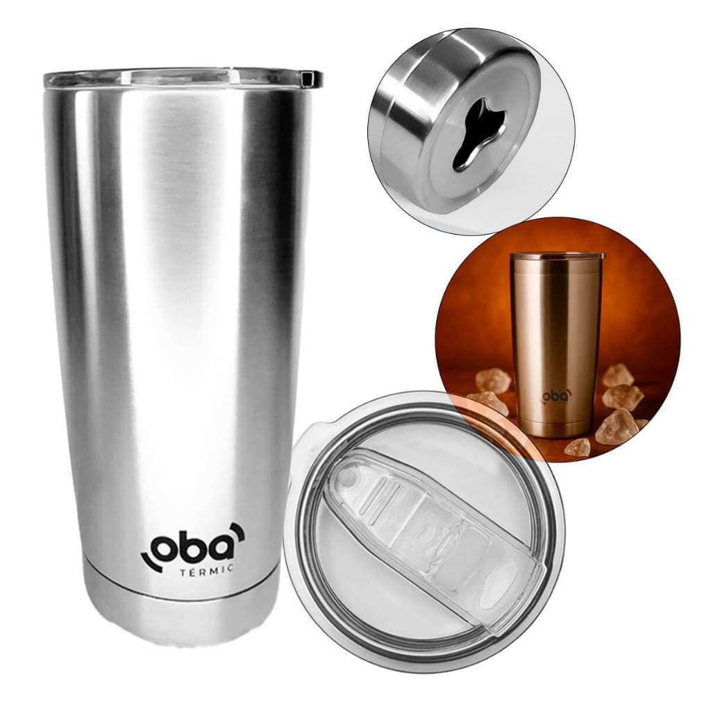 Copo Térmico com Tampa e Abridor Inox (591ml)