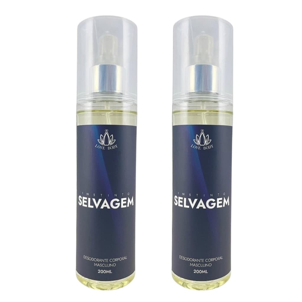 Body Splash Kit 2 Masculino Selvagem 200ml - Perfume Amadeirado E Marcante Desodorante Corporal
