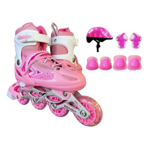 Patins Roller Semi Profissional Inline Adulto e Infantil Tam. Ajustável + KIT PRETEÇÃO