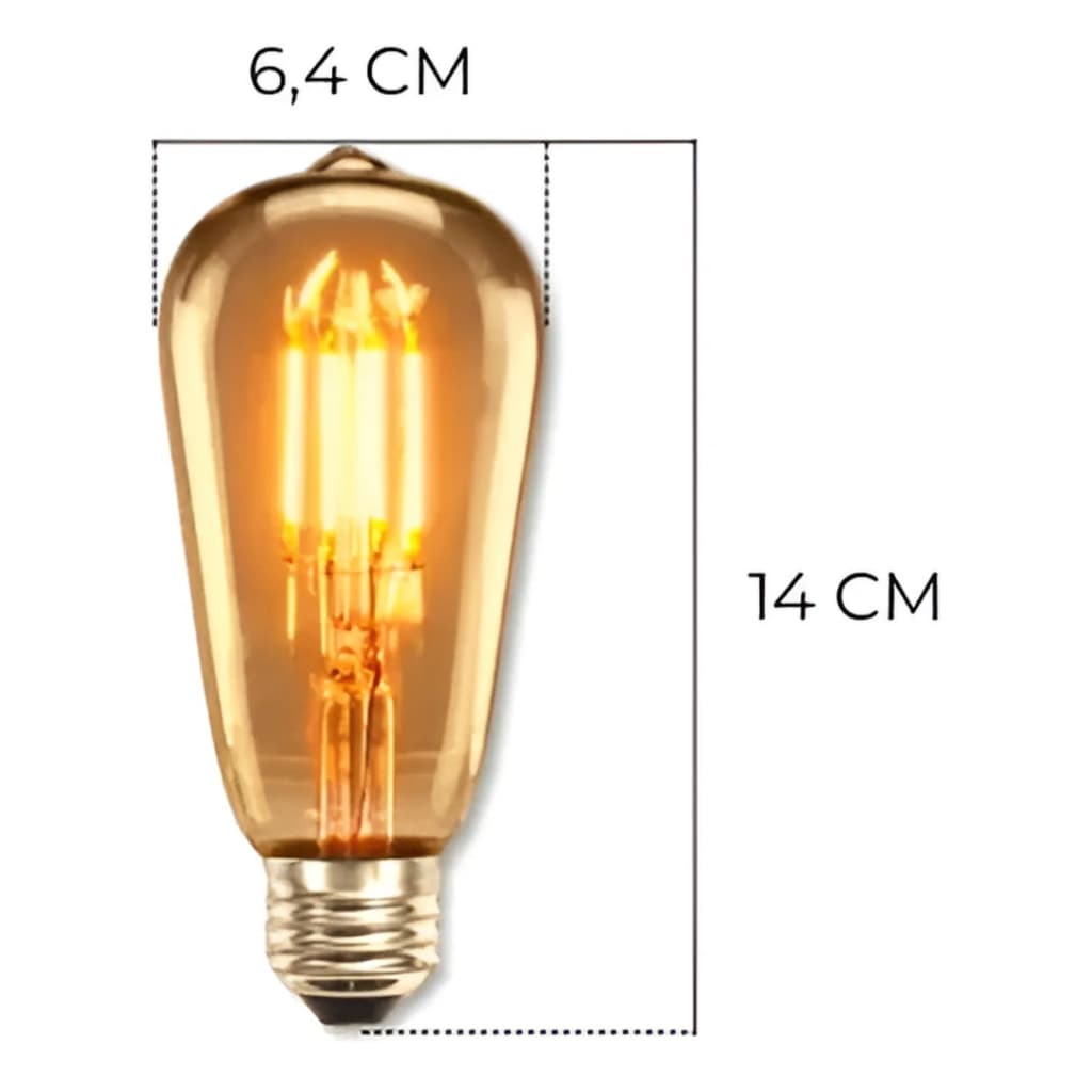Lâmpada Filamento LED ST64 4W E27 Âmbar Estilo Retrô Vintage Luz Branco Quente Bivolt