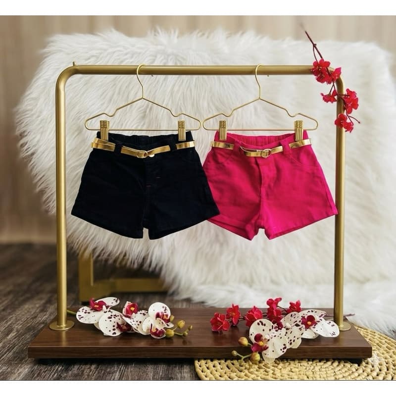 shorts bebê menina blogueirinha colorido / com cinto