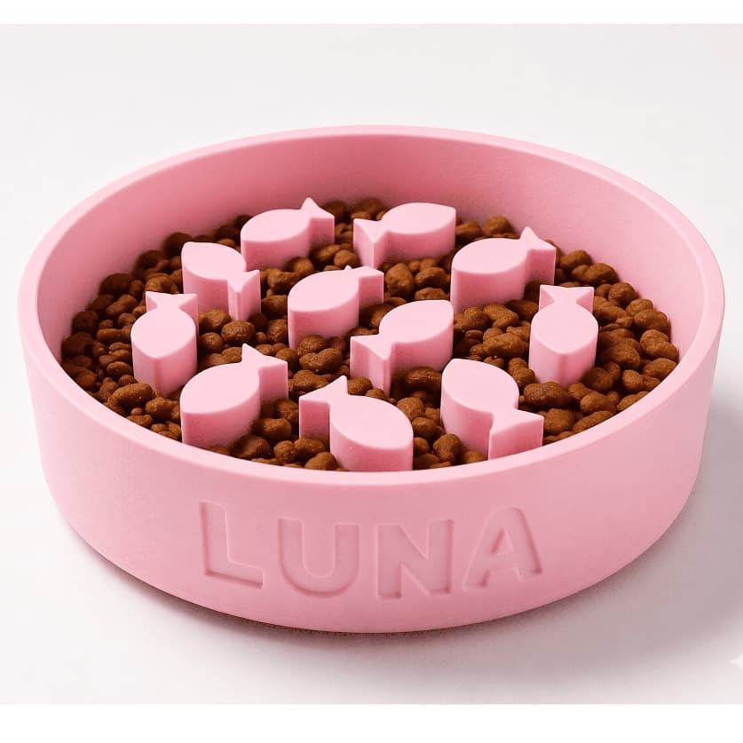 Comedouro Lento Slow Feeder Interativo Para Gatos Anti-engasgo Premium - Personalizado Com Nome