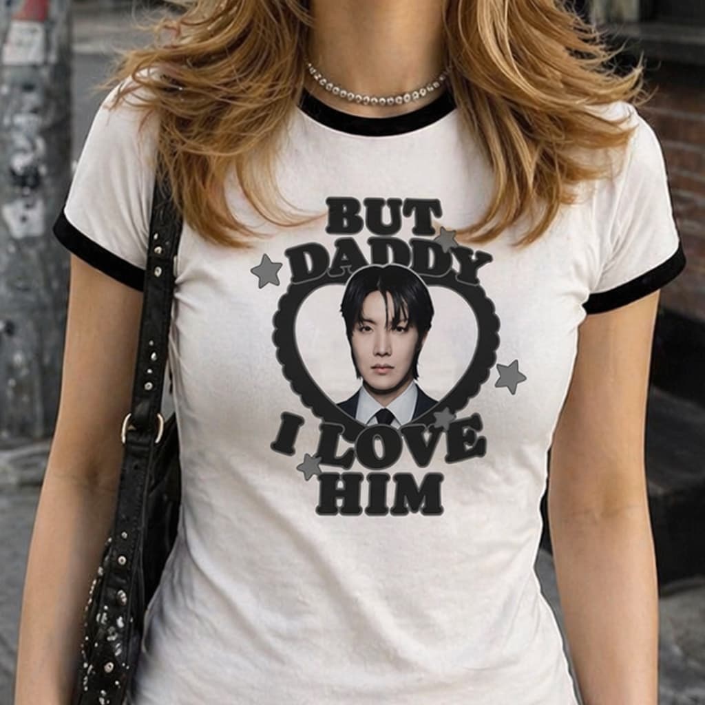 Camisa Feminina Baby Tee I Love J-Hope BTS Black T-shirt Vintage Y2K estética BabyLook