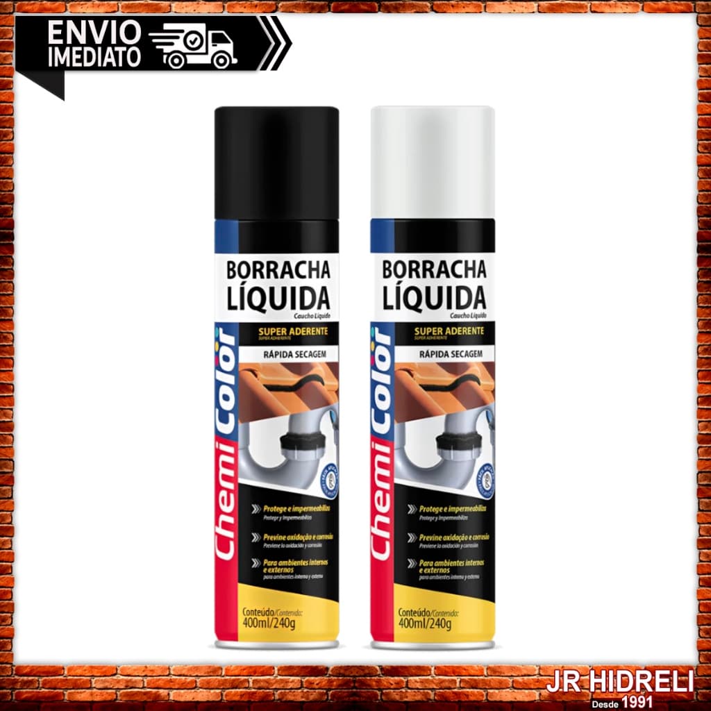 Spray Impermeabilizante Vedatudo Borracha Liquida Chemicolor Emborrachado 400ml Para Telhas, Cantos e Juntas Flexivel