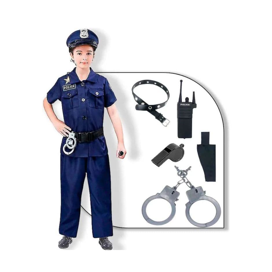 Fantasia Infantil Completa Menino Policial  Com Acessórios