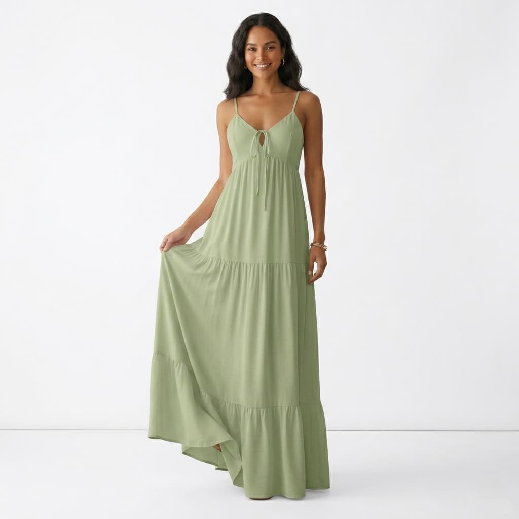 Vestido Longo Feminino Alcinha Babado Soltinho Leve Elegante Casual Festa Verão Moda 2026