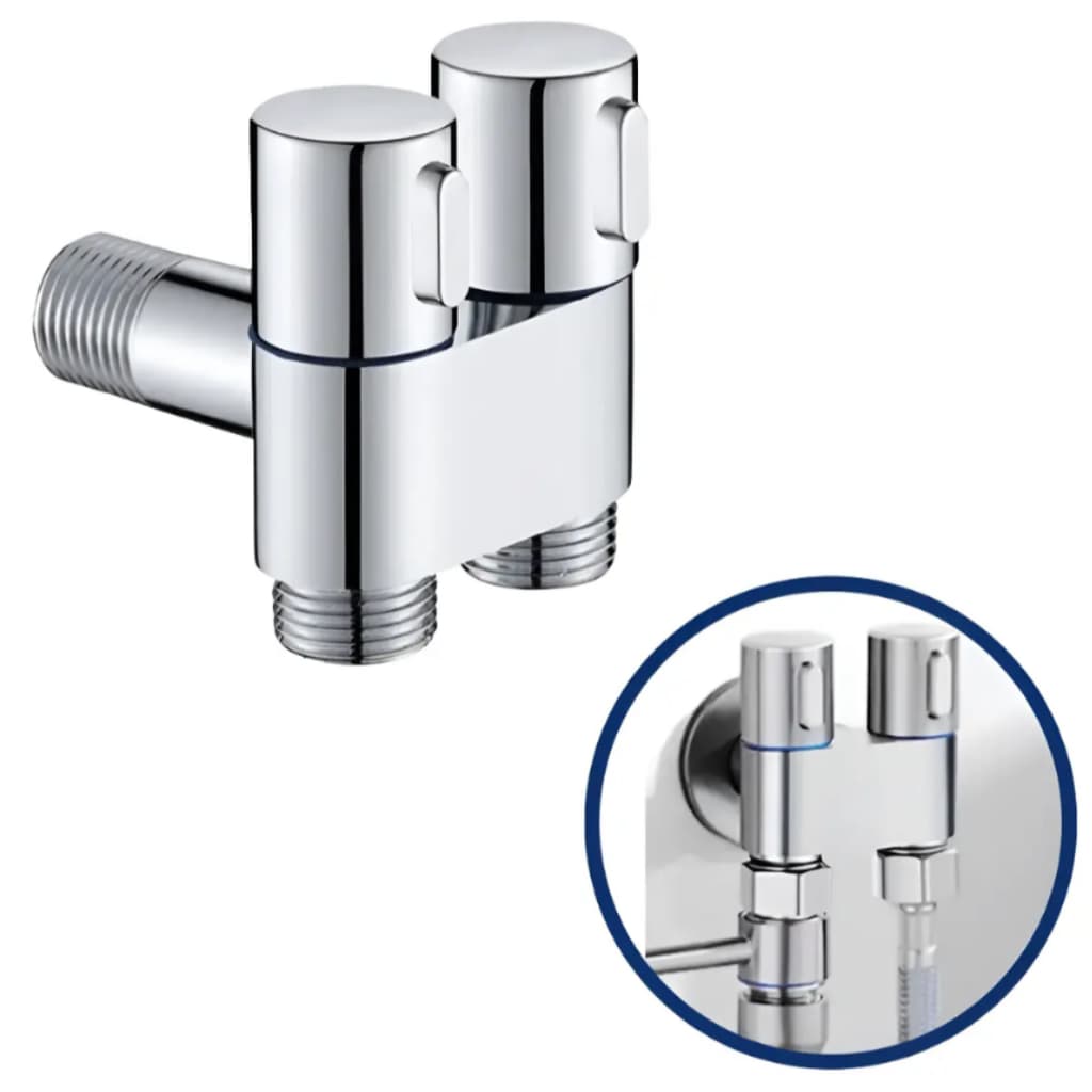 Registro Ducha 2 Saída Dupla Para Ducha Higiênica / Maquina De Lavar Cromado