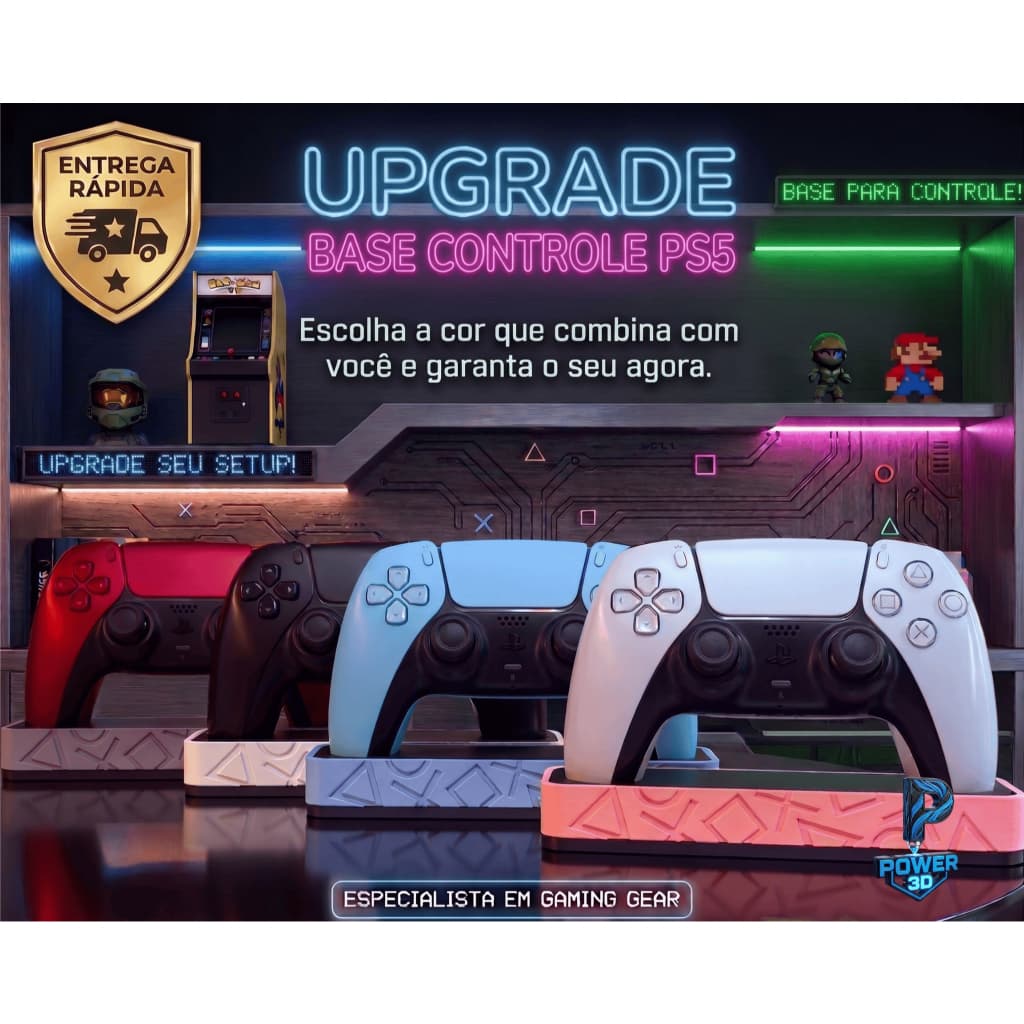 Suporte Controle PS5 DualSense Dock Base Playstation Estilizado Várias Cores Gamer