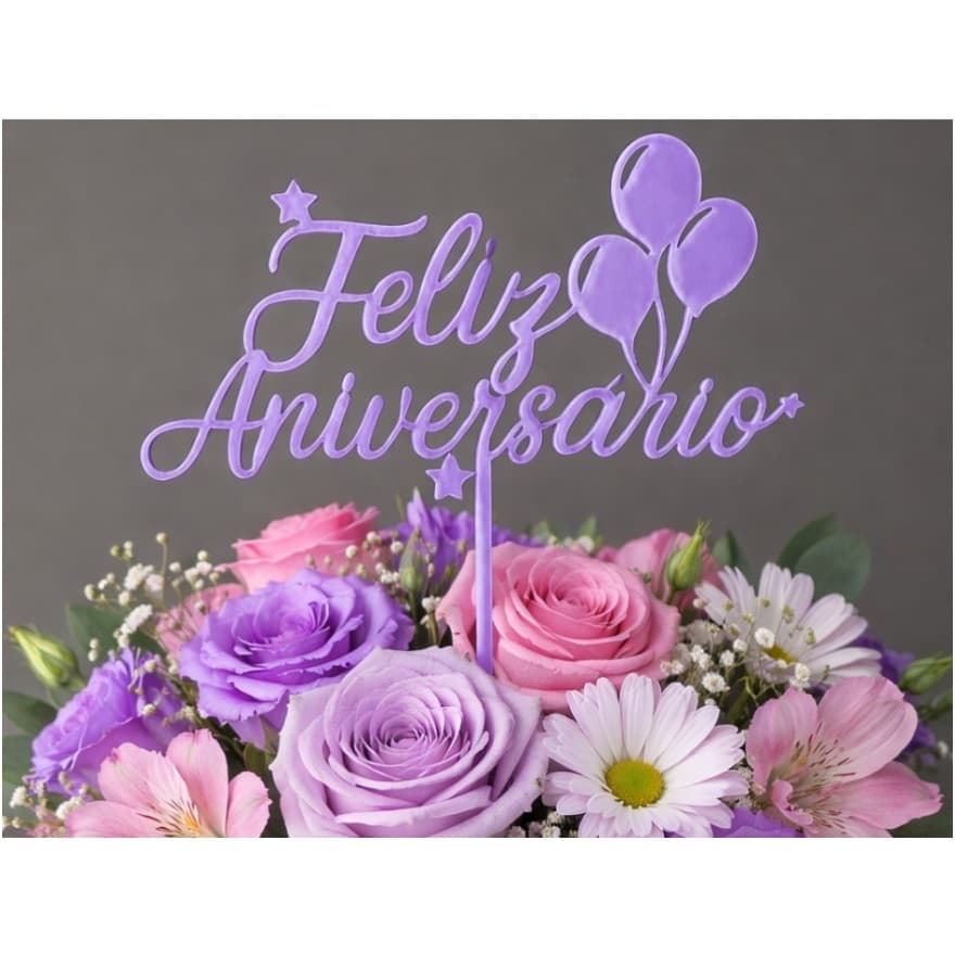 Topo de Bolo Feliz Aniversário em PLA | Decoração Personalizada Festa | Cake Topper 3D Resistente