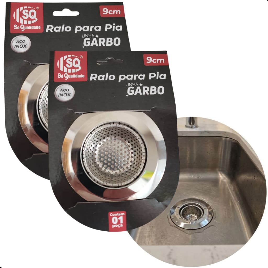 Kit 2 Ralo de Pia Cozinha Cestinha 3.1/2 ou 9cm  aço inox anti‐entupimento filtro restos com borda