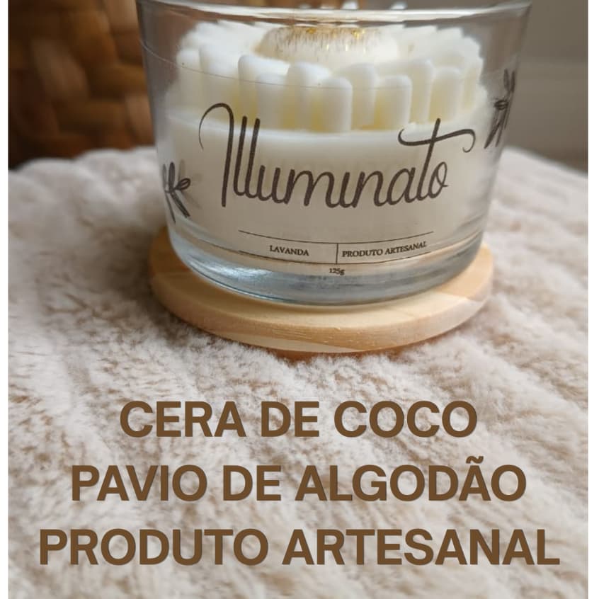 Vela Aromática Artesanal Perfumada Cera Vegetal Tampa de Madeira 125g