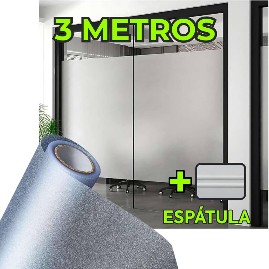 Adesivo Vinil Jateado 3 Metros + Espátula Box Vidro Banheiro Janela Porta Privacidade A prova D Agua