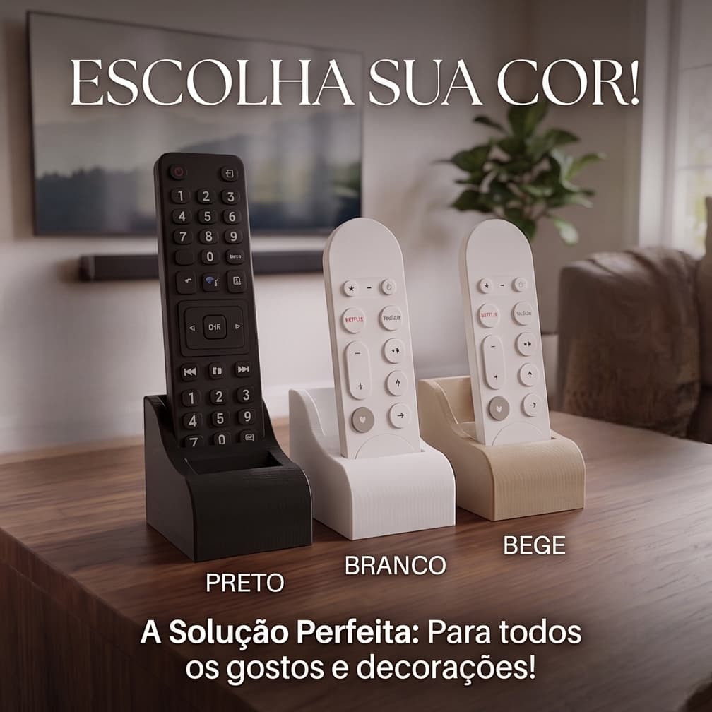 Suporte Controle Remoto Organizador Duplo 2 Vagas Para Rack e Mesa