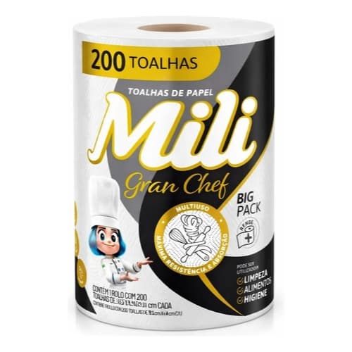 Toalha De Papel Mili Gran Chef Multiuso Rende+ Rolo Com 200
