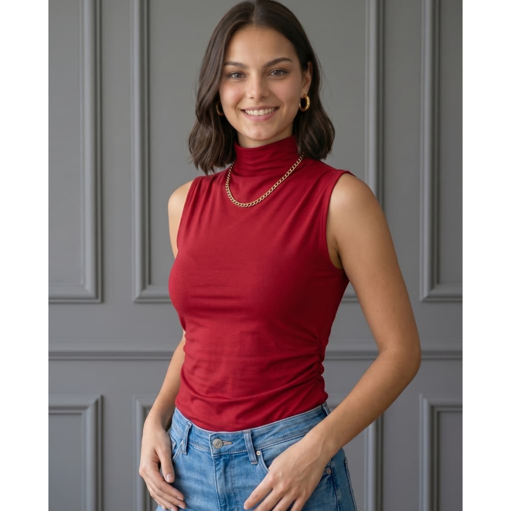 Blusa feminina gola alta fresquinha Plissada casual outono inverno cavada feminina Elegante moderna
