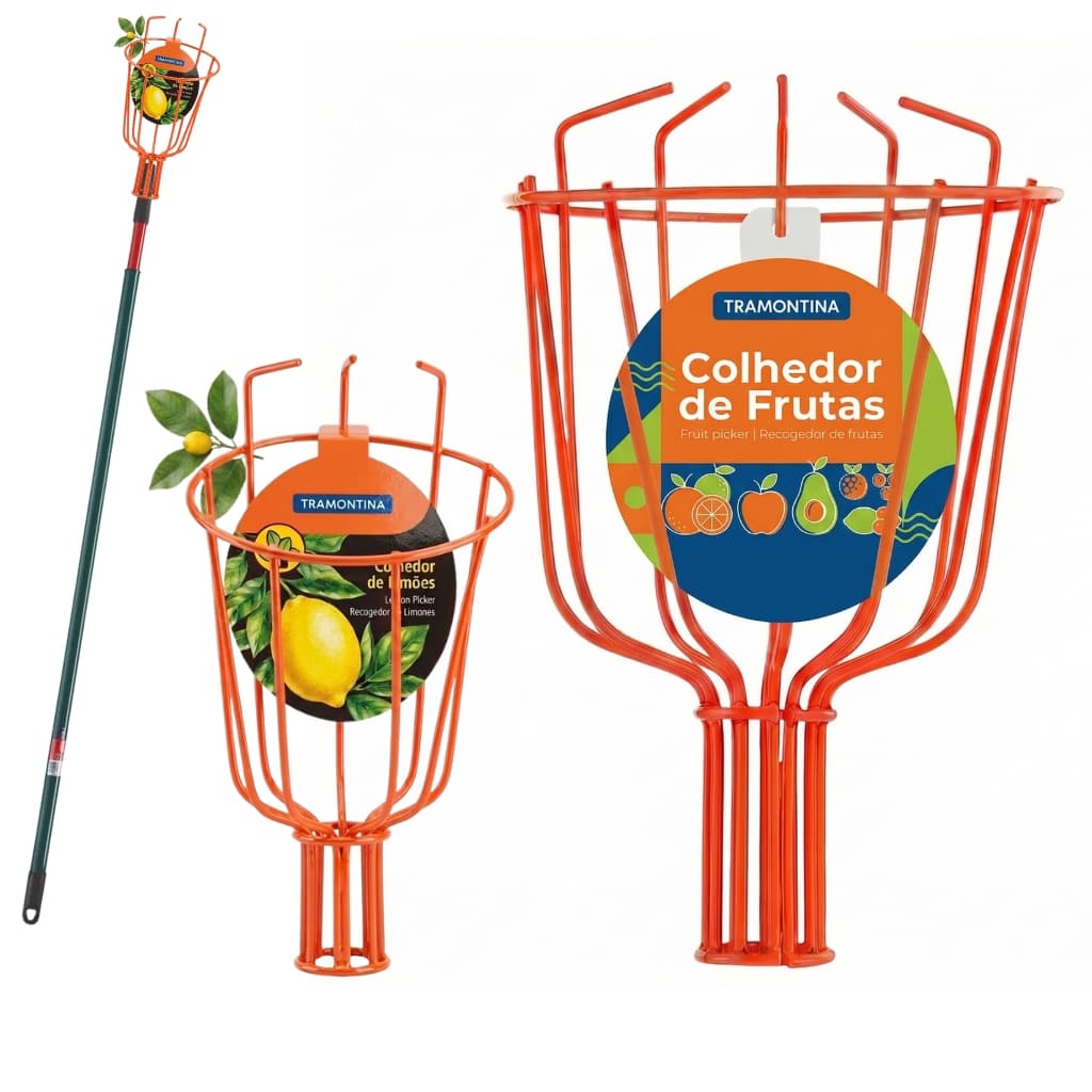 Apanhador Colhedor de Frutas Grande Tramontina S/cabo Aço Pega Abacate/manga/laranja