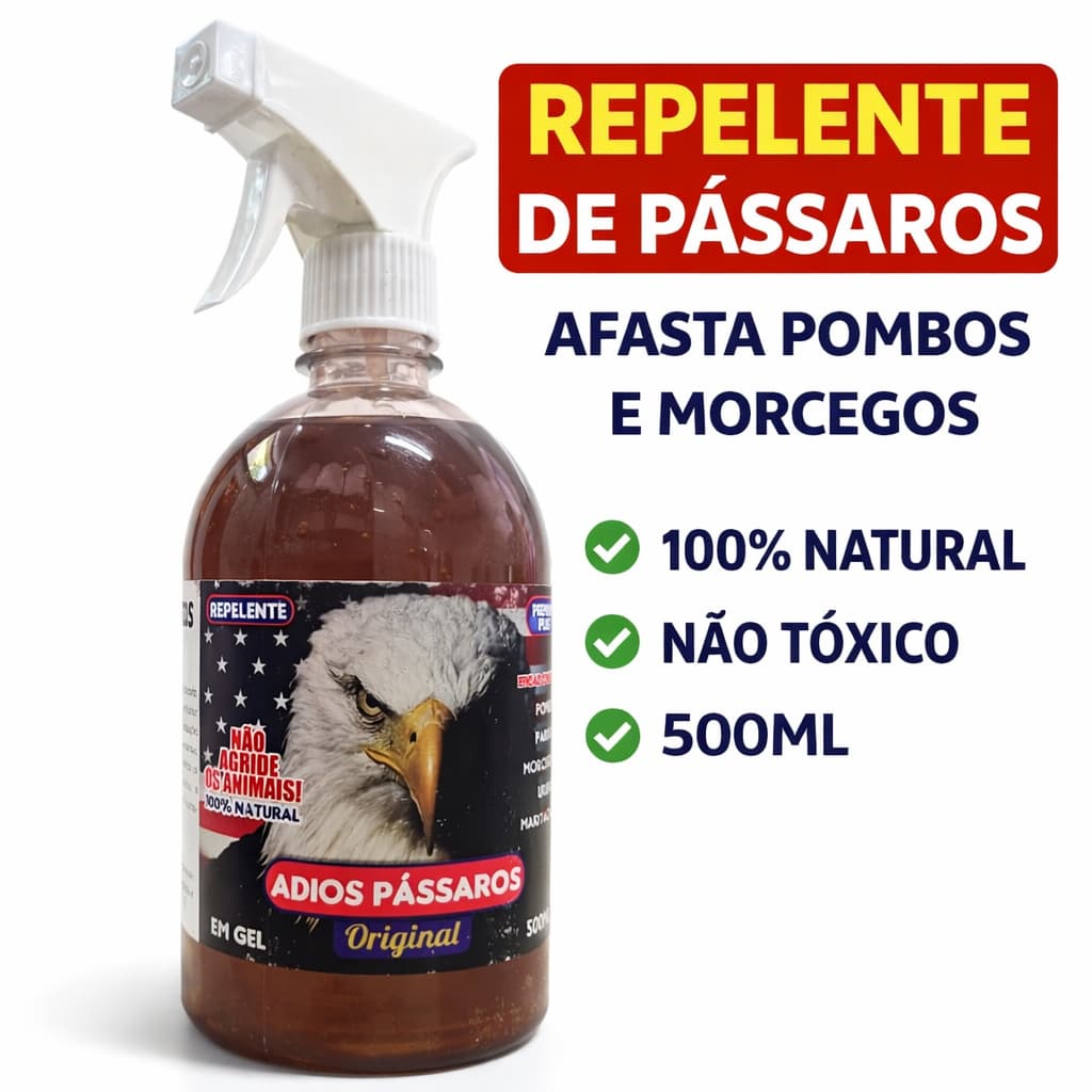 Repelente de Pombos e Pássaros 500ml Espanta Pombos Pardais Morcegos Natural Não Tóxico