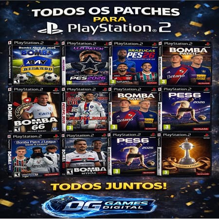 OPL Pacotão de 12 Jogos de Futebol 2026 - OPL PS2 - Kit memorycard + pendrive