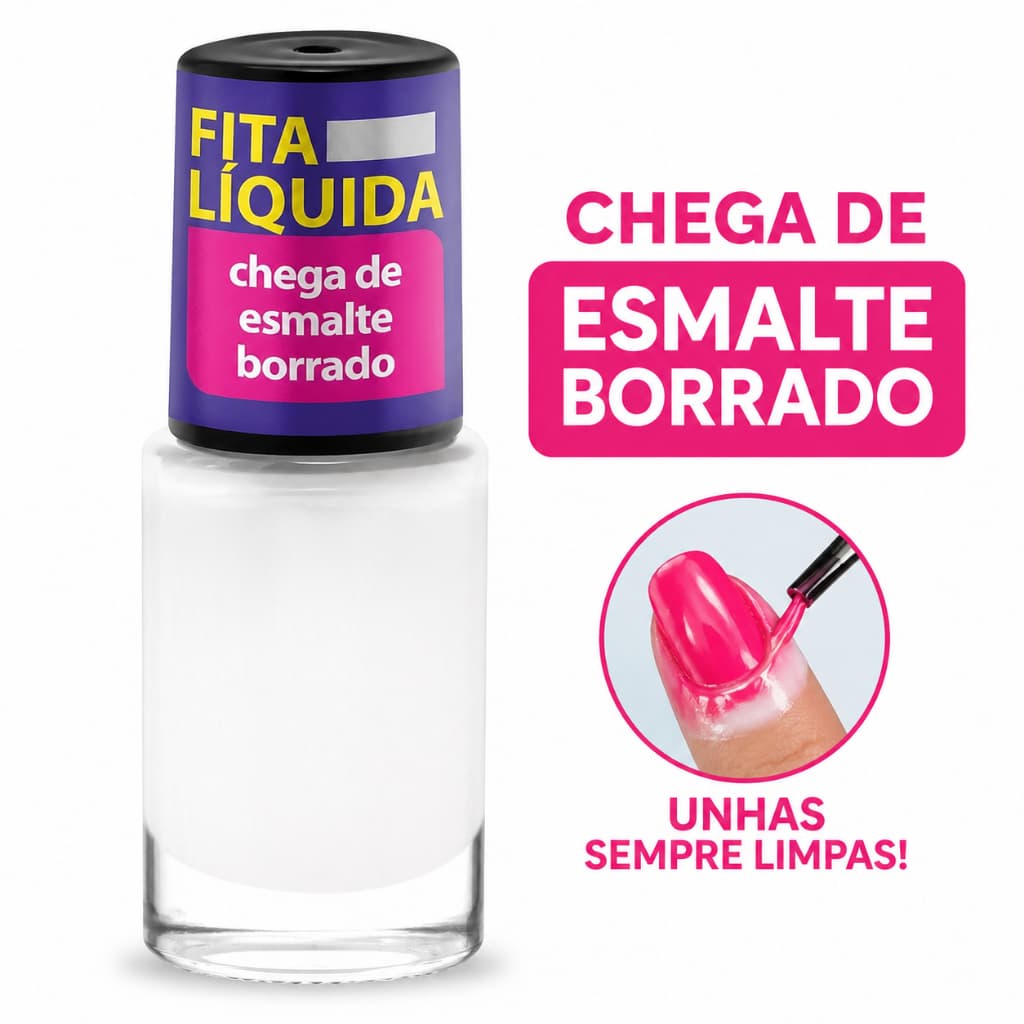 Fita Líquida Anti Borrado 10ml Para Unhas Chega de Esmalte Borrado Cora
